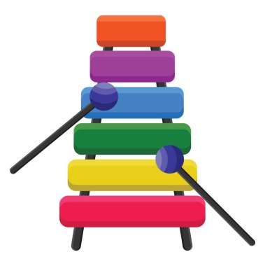 Renkli Xylophon, illüstrasyon, beyaz arkaplan üzerindeki vektör.