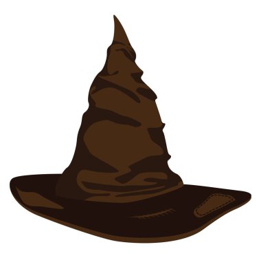 Kahverengi cadı şapkası, illüstrasyon, beyaz arkaplanda vektör.