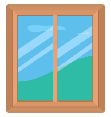 Beyaz arkaplanda iki parça pencere, illüstrasyon, vektör.