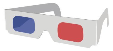 Sinema 3D gözlükleri, illüstrasyon, beyaz arkaplan üzerindeki vektör.
