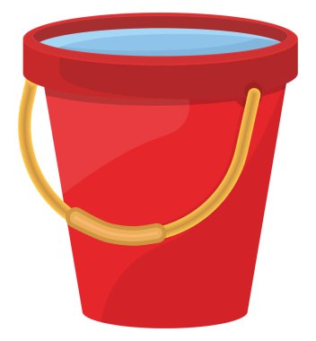 Kırmızı su kovası, illüstrasyon, beyaz arkaplanda vektör.