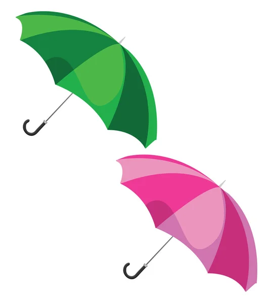 绿色和粉色伞 白色背景上的矢量 — 图库矢量图片