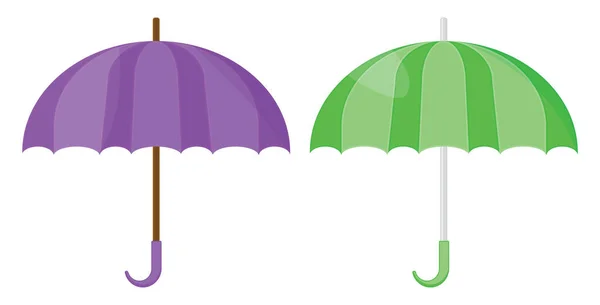 Фиолетовый Зеленый Зонтик Иллюстрация Вектор Белом Фоне — стоковый вектор