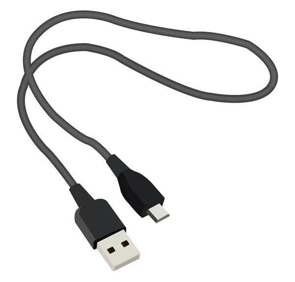 Usb Kabel Konektor Ilustrace Vektor Bílém Pozadí — Stockový vektor