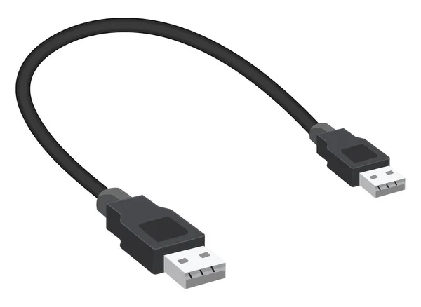 Kabel Telepon Usb Ilustrasi Vektor Pada Latar Belakang Putih - Stok Vektor