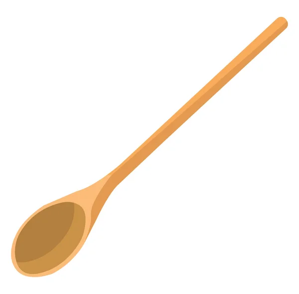 Long Wooden Spoon Illustration Vector White Background — Stock Vector