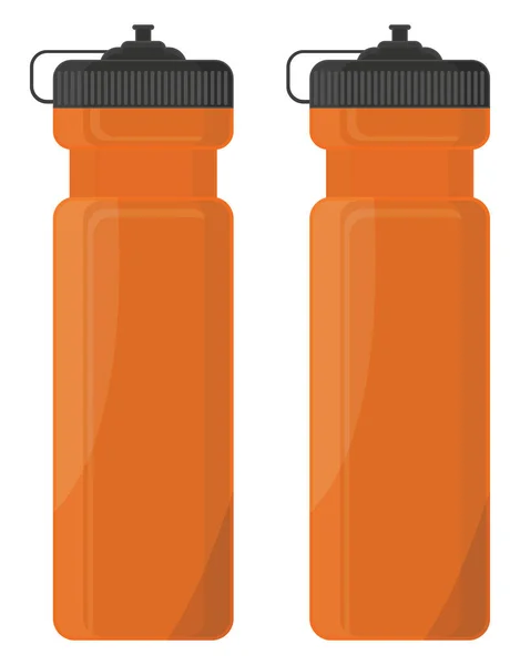 Zwei Wiederverwendbare Orangefarbene Wasserflaschen Abbildung Vektor Auf Weißem Hintergrund — Stockvektor