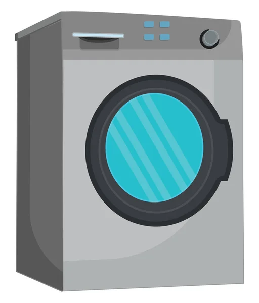 Grijze Wasmachine Illustratie Vector Een Witte Achtergrond — Stockvector