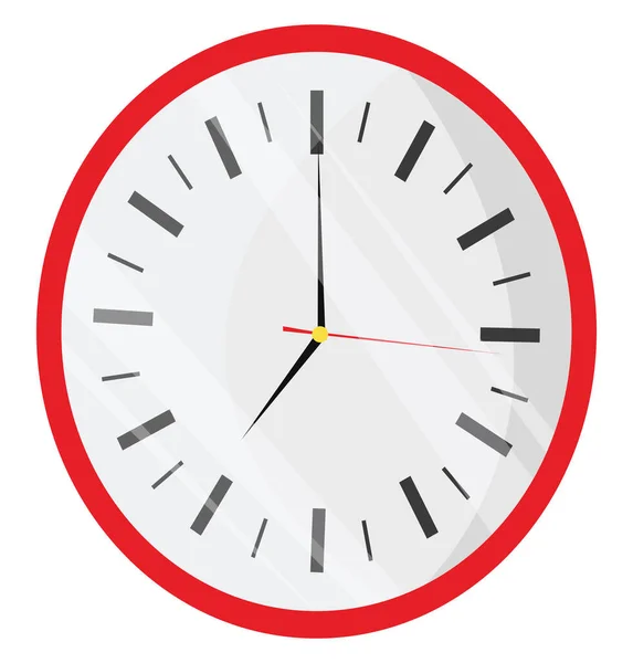 Reloj Pared Rojo Ilustración Vector Sobre Fondo Blanco — Vector de stock