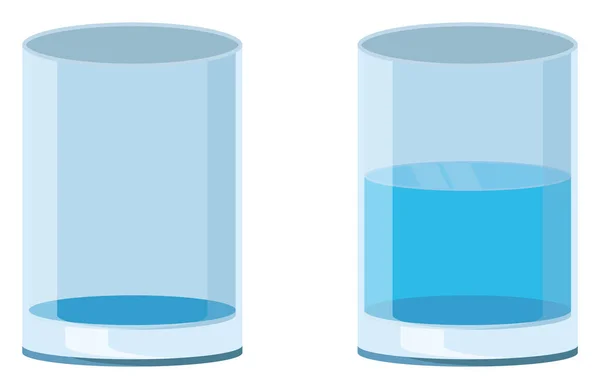 Dos Vasos Agua Ilustración Vector Sobre Fondo Blanco — Archivo Imágenes Vectoriales