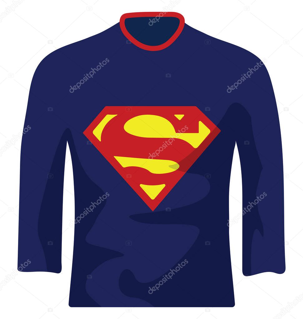 Superman shirt, illustration, vector on a white background.