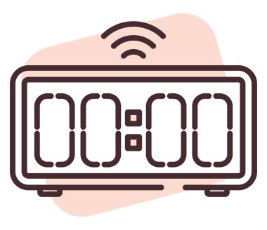 Sayısal alarm saati, illüstrasyon, beyaz arkaplan üzerindeki vektör.