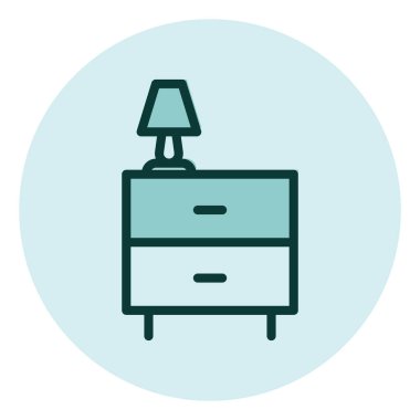 Gece masası, illüstrasyon, beyaz arka plandaki vektör..