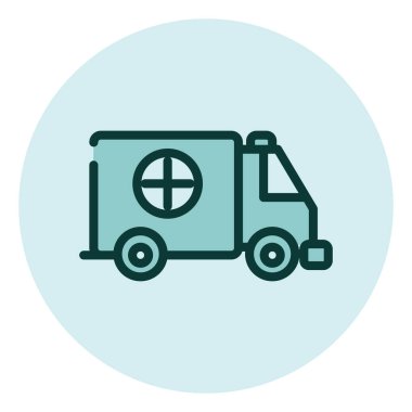 Mavi ambulans arabası, illüstrasyon, beyaz arka planda vektör..