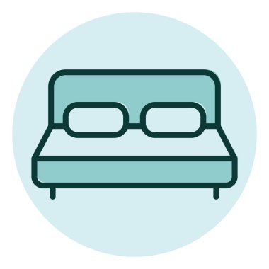 Mavi yatak, illüstrasyon, beyaz arkaplanda vektör.