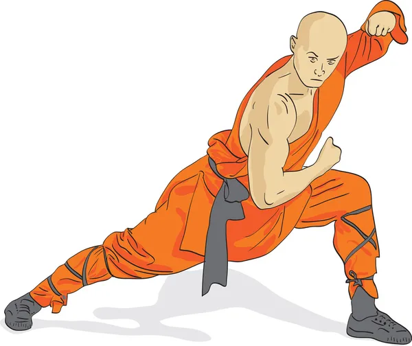 Shaolin válečník mnich ilustrace — Stockový vektor