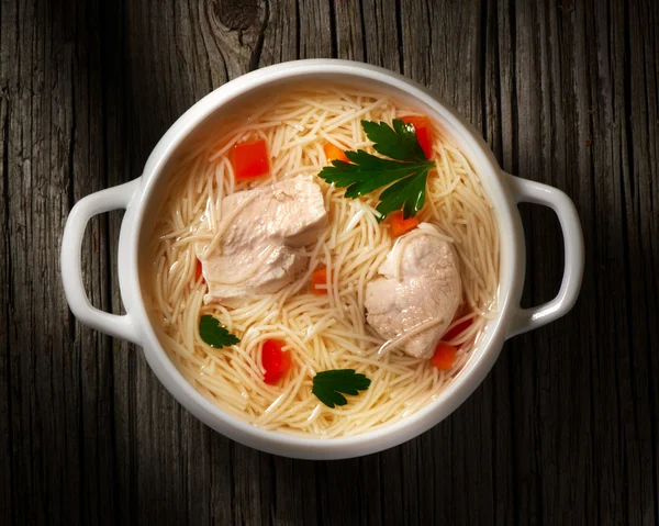 Soup with chicken and pasta — Stock Photo, Image