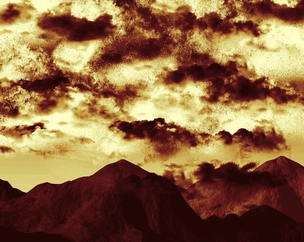 Clouds sky over mountains landscape — Stock Photo, Image