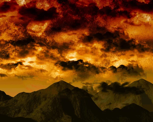 Nuvens céu sobre montanhas paisagem — Fotografia de Stock