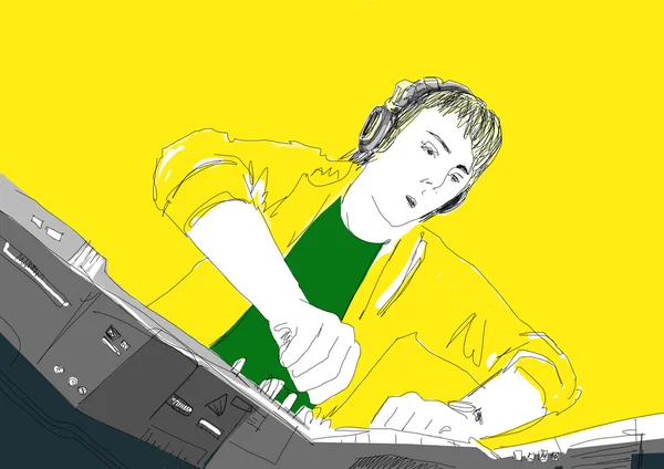 DJ turntable üzerinde çalış