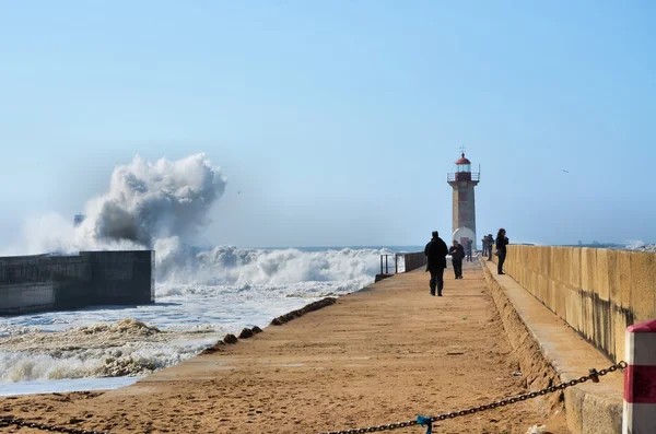 Fuertes olas golpeando la costa — Foto de Stock
