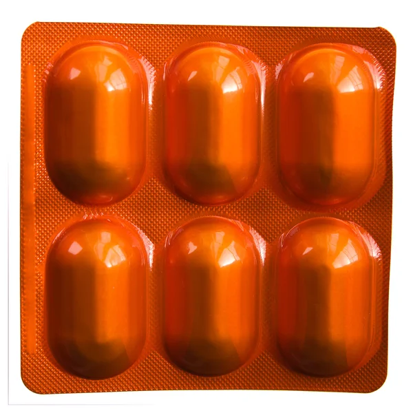 Oranje pillen blister pack — Stockfoto