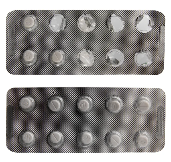 Dos blisters de pastillas blancas para dormir —  Fotos de Stock