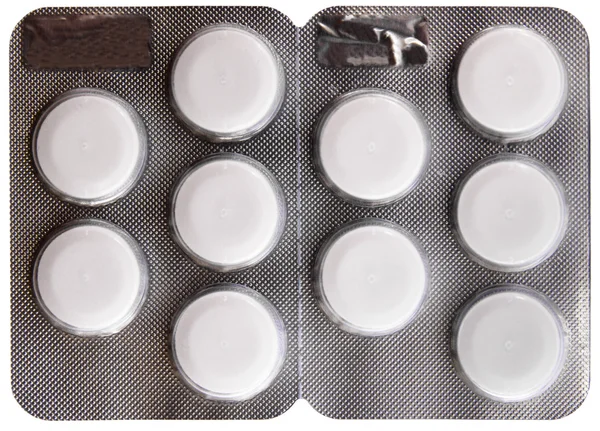 Envase blíster píldoras blancas — Foto de Stock