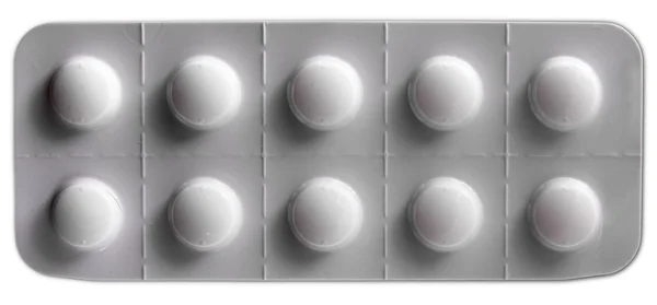Embalagem blister de comprimidos brancos — Fotografia de Stock