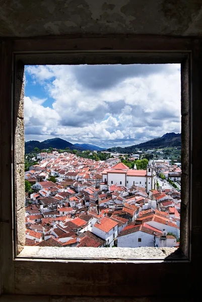 Panoramica incorniciata di Castelo de Vide Immagine Stock