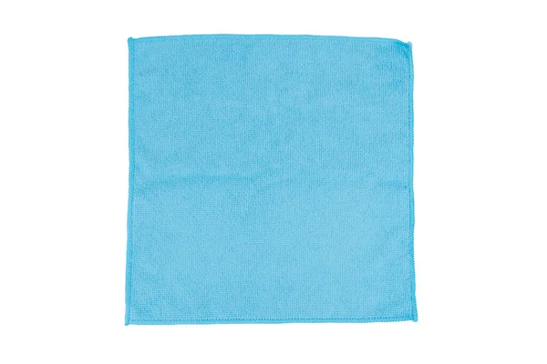 Quadratisch Blaues Mikrofasertuch Isoliert Auf Weißem Hintergrund Weiches Mikrofaservlies Zur — Stockfoto