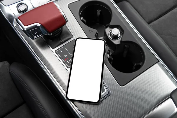 Navigasyon Gps Için Araba Kullanımında Akıllı Telefon Akıllı Telefonlu Bir — Stok fotoğraf
