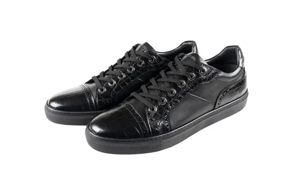 Stylish Leather Shoe Isolated White Background Black Leather Fashionable Shoes — Stock Photo, Image