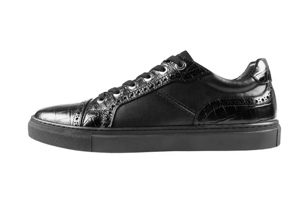 Stylish Leather Shoe Isolated White Background Black Leather Fashionable Shoes — Stock Photo, Image