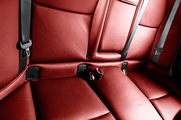 Back Passenger Red Seats Modern Luxury Car Red Perforated Leather — Stock Photo, Image