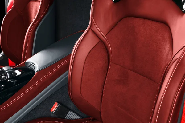 Modern Luxury Car Red Leather Interior Interior Prestige Modern Car — Stockfoto