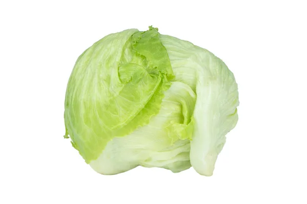 Beyaz Arka Planda Yeşil Buzdağı Marulu Buzdağı Yeşil Salatası — Stok fotoğraf