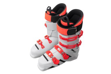 Beyaz arka planda izole edilmiş çift kayak botu. Modern spor aletleri izole edilmiş..