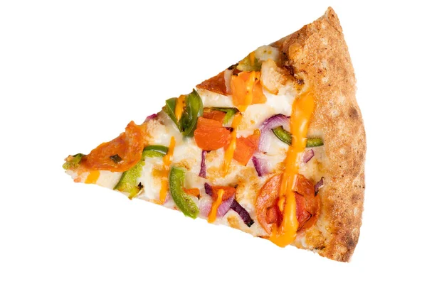 Smaklig Skiva Pizza Isolerad Vit Bakgrund Skivad Pizza Overhead — Stockfoto