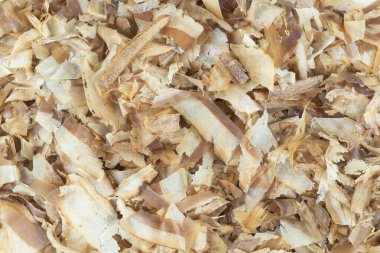 Kurutulmuş ton balığı talaşı deseni. Ton balığı talaşı arkaplan dokusu. Makro