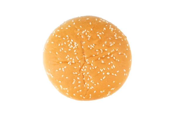 Fresh Burger Bun Isolated White Background Clipping Path Sesame Seed — Stock Photo, Image