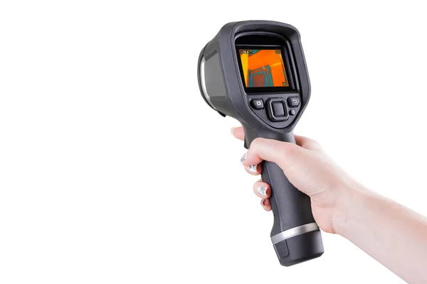 Thermal Imager Isolated White Background Monitoring Temperature Distribution Investigated Surface — Stock Photo, Image