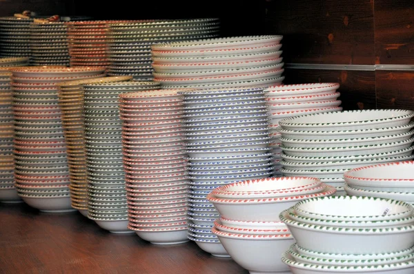 Ceramic piled plates — Stock Photo, Image