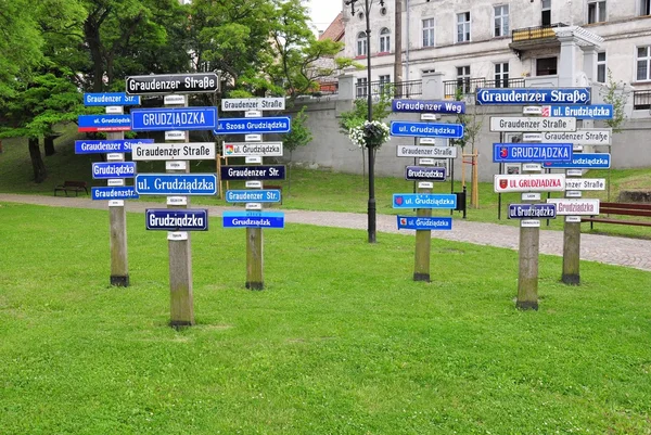 Grudziadz street names, Poland — Stock Photo, Image