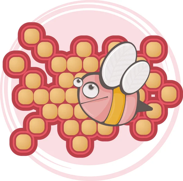 Cute Cartoon Pink Bee.Vector illustration — Stock Vector