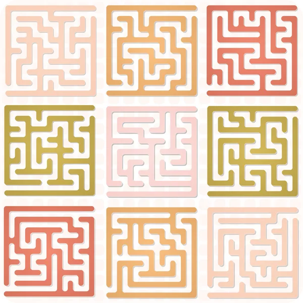 Set maze voor kinderen — Stockvector