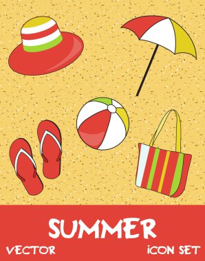 Pretty funny summer (beach) icon set