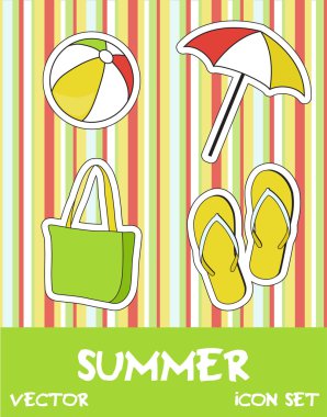 Pretty funny summer (beach) icon set