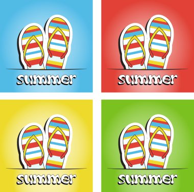 Set of pretty summer background with slippers