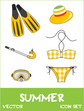 Set of pretty colorful summer icons